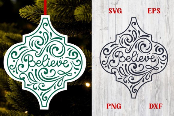 Believe Christmas Arabesque SVG for Crafts and Graphics